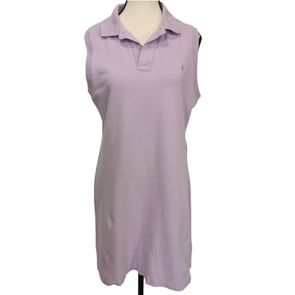 Ralph Lauren Polo Sport Lavender Sleeveless Cotton Polo Shirt Dress - Sz L - Picture 1 of 7